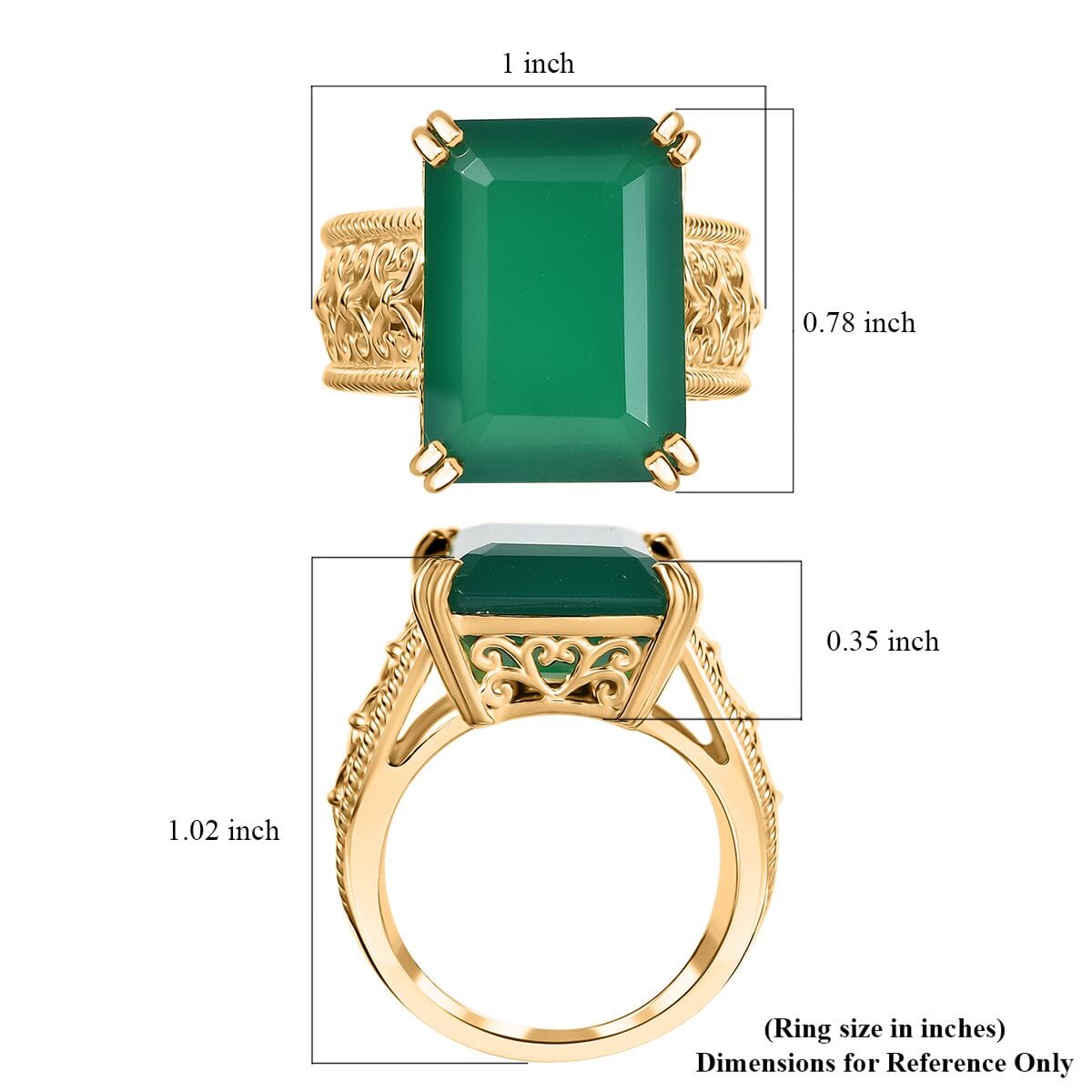 Karis Verde Onyx Solitaire Ring 18K YG Plated (Size 10.0) 12.50 ctw image number 5