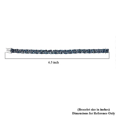 Luxuriant Lab Grown Blue Diamond (IR) SI 5.00 ctw Art Deco Bracelet in Rhodium Over Sterling Silver (6.50 In)