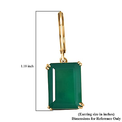 Karis Verde Onyx 13.75 ctw Art Deco Lever Back Earrings in 18K YG Plated and ION Plated YG Stainless Steel 