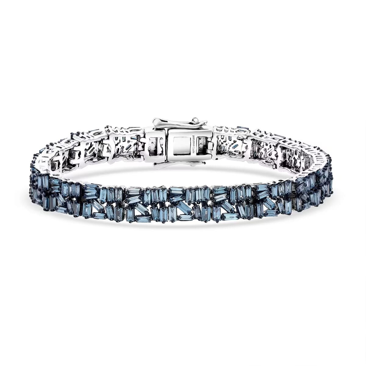 Luxuriant Lab Grown Blue Diamond SI 5.00 ctw Art Deco Bracelet in Rhodium Over Sterling Silver (7.25 In) image number 0