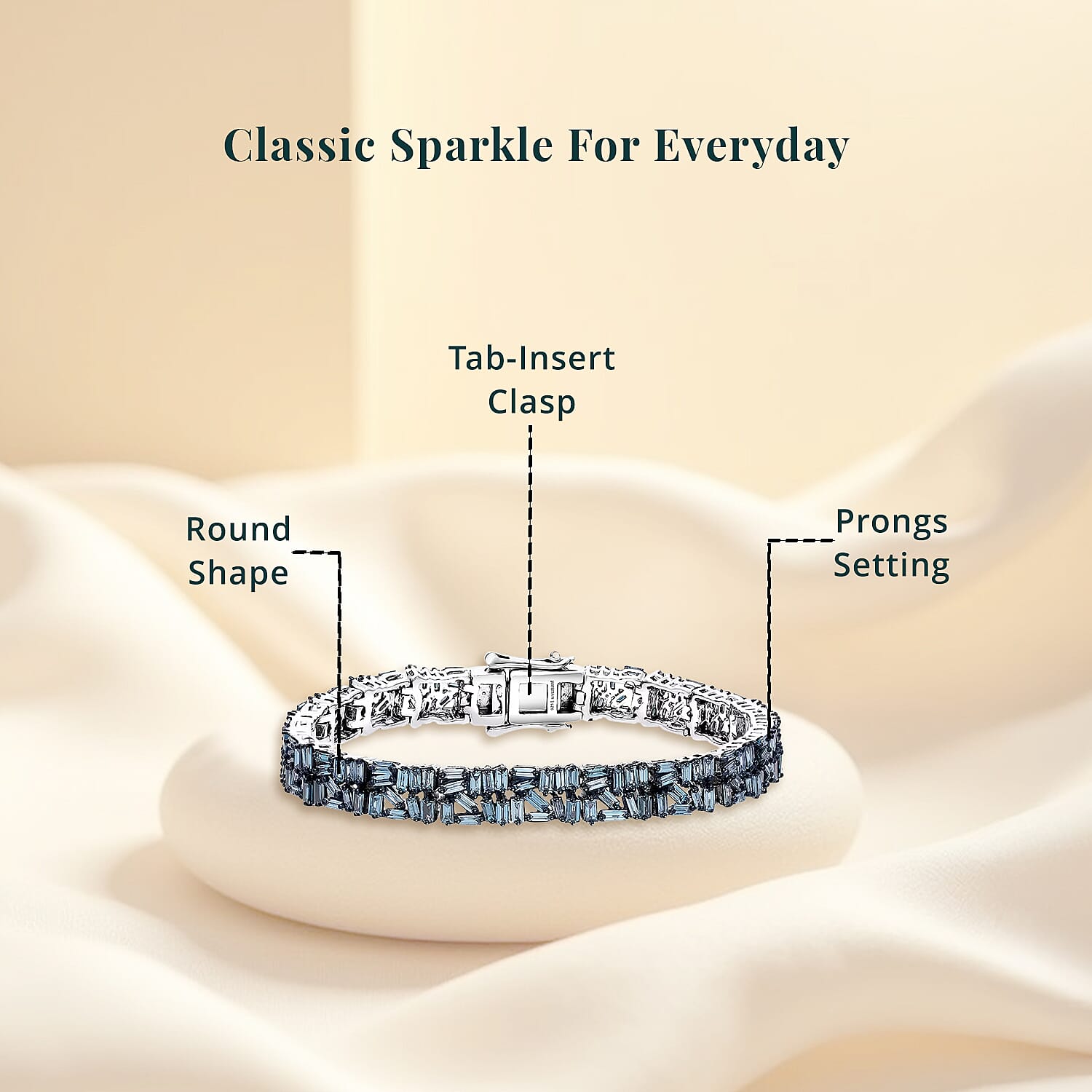 Luxuriant Lab Grown Blue Diamond (IR) SI 5.00 ctw Art Deco Bracelet in Rhodium Over Sterling Silver (8.00 In)