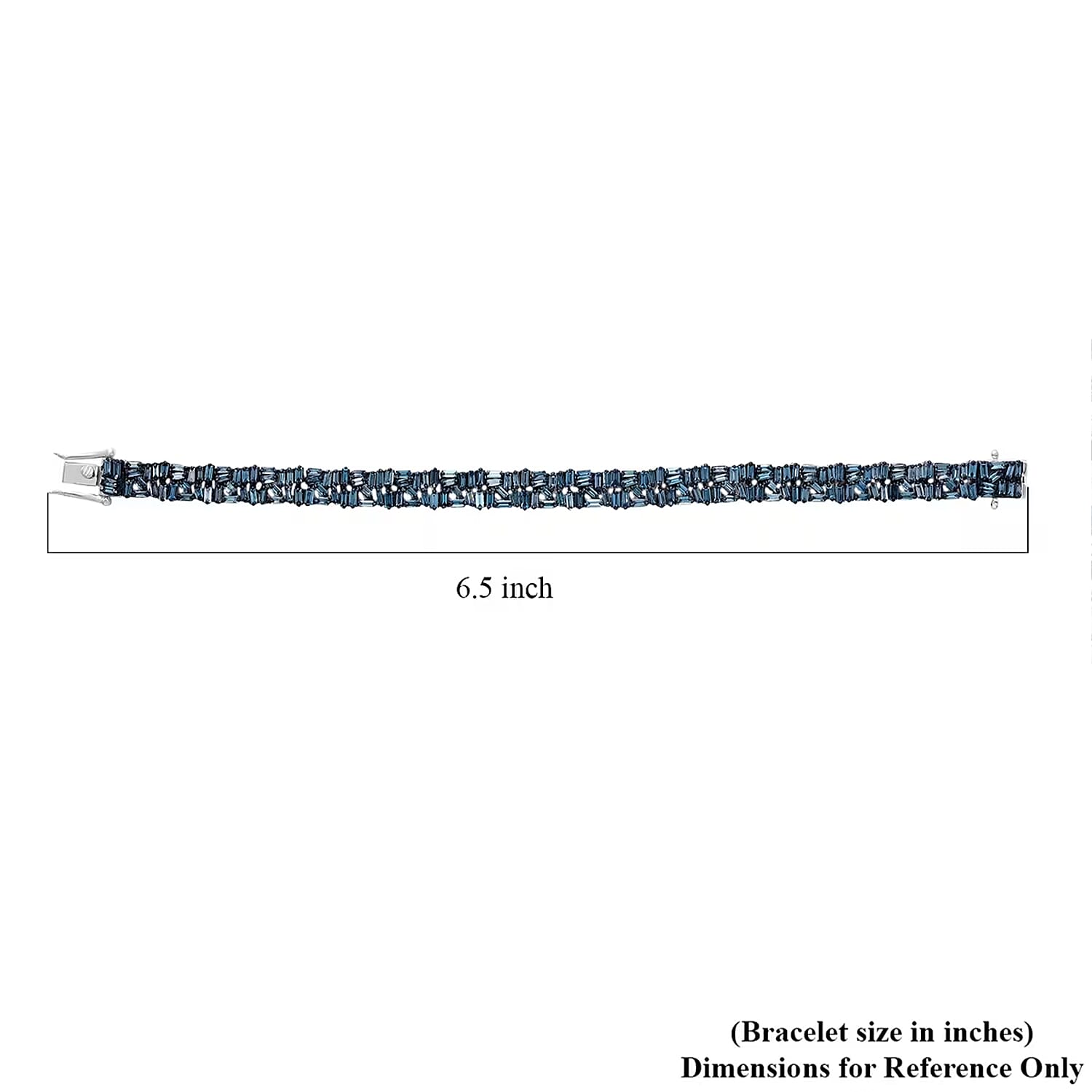 Luxuriant Lab Grown Blue Diamond (IR) SI 5.00 ctw Art Deco Bracelet in Rhodium Over Sterling Silver (8.00 In)