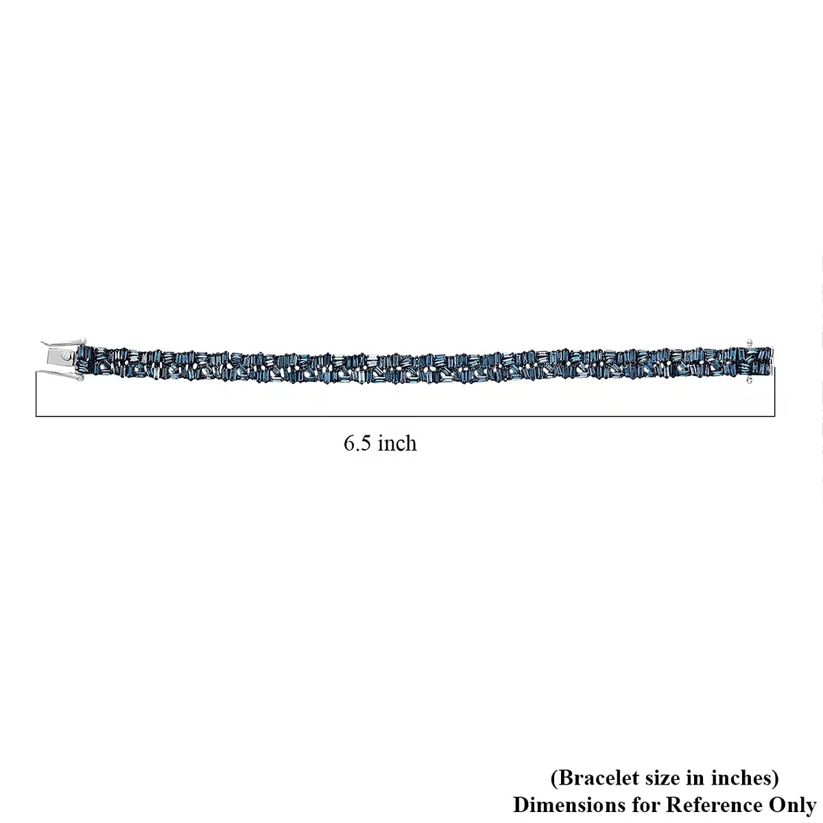 Luxuriant Lab Grown Blue Diamond (IR) SI 5.00 ctw Art Deco Bracelet in Rhodium Over Sterling Silver (8.00 In) image number 6