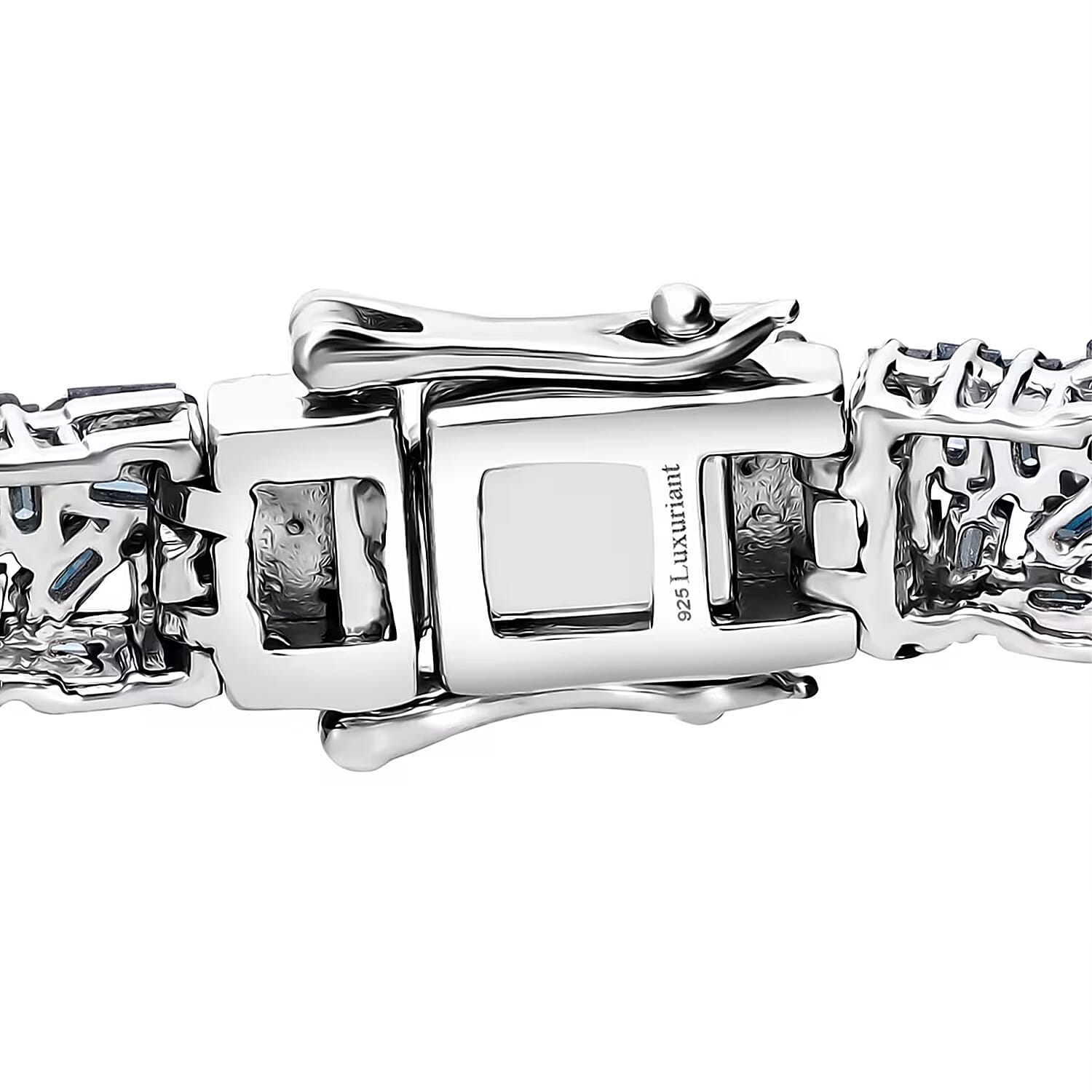 Luxuriant Lab Grown Blue Diamond (IR) SI 5.00 ctw Art Deco Bracelet in Rhodium Over Sterling Silver (8.00 In)