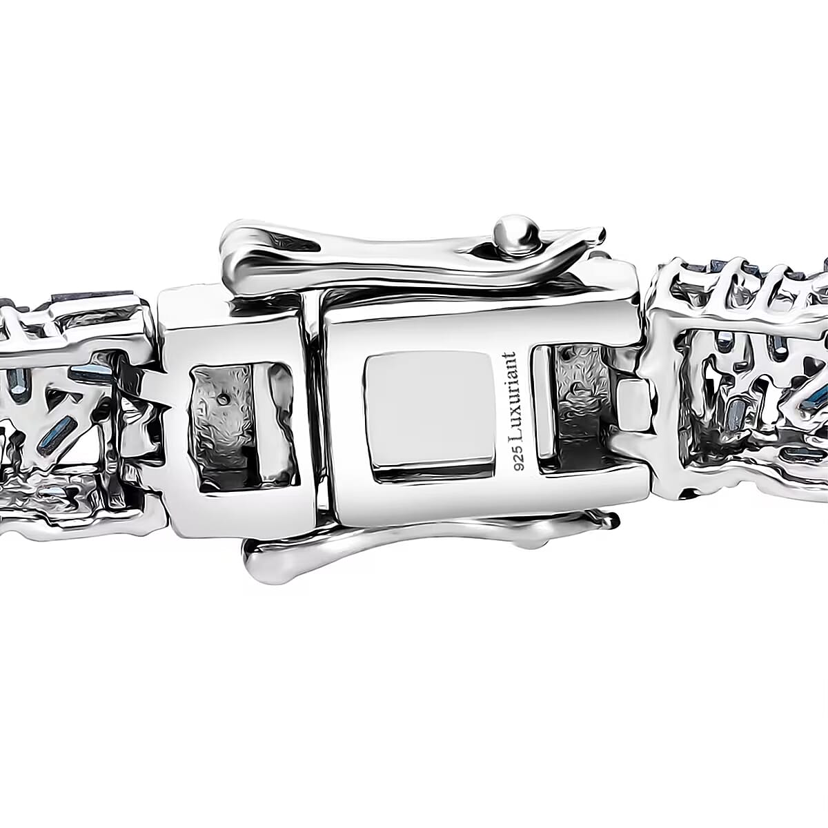 Luxuriant Lab Grown Blue Diamond (IR) SI 5.00 ctw Art Deco Bracelet in Rhodium Over Sterling Silver (8.00 In) image number 7