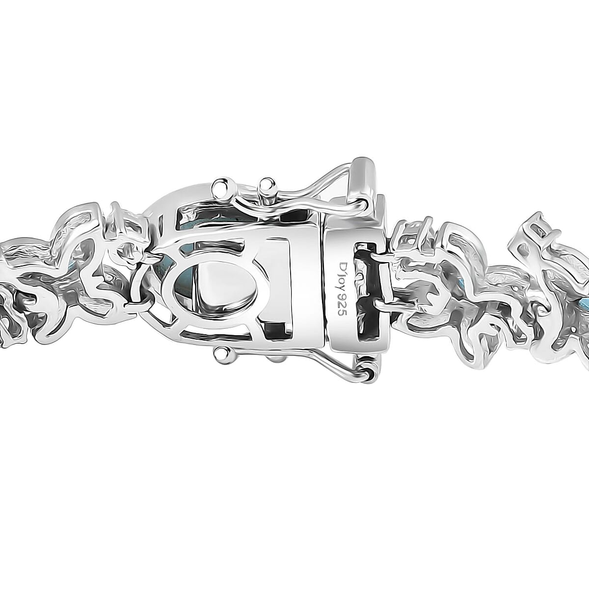 D'Joy Premium Larimar and Multi Gemstone 20.15 ctw Wings of The Sea Bracelet in Rhodium Over Sterling Silver (8.00 In) image number 3