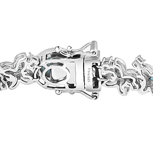 D'Joy Premium Larimar and Multi Gemstone 20.15 ctw Wings of The Sea Bracelet in Rhodium Over Sterling Silver (8.00 In)