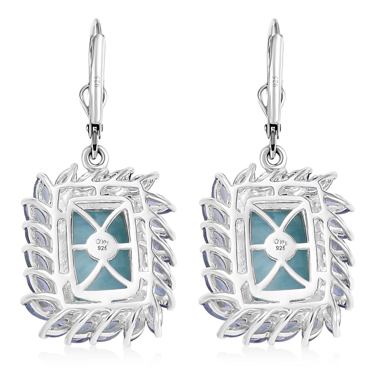 D'Joy Larimar and Tanzanite 13.00 ctw Ocean Waves Earrings in Rhodium Over Sterling Silver image number 4