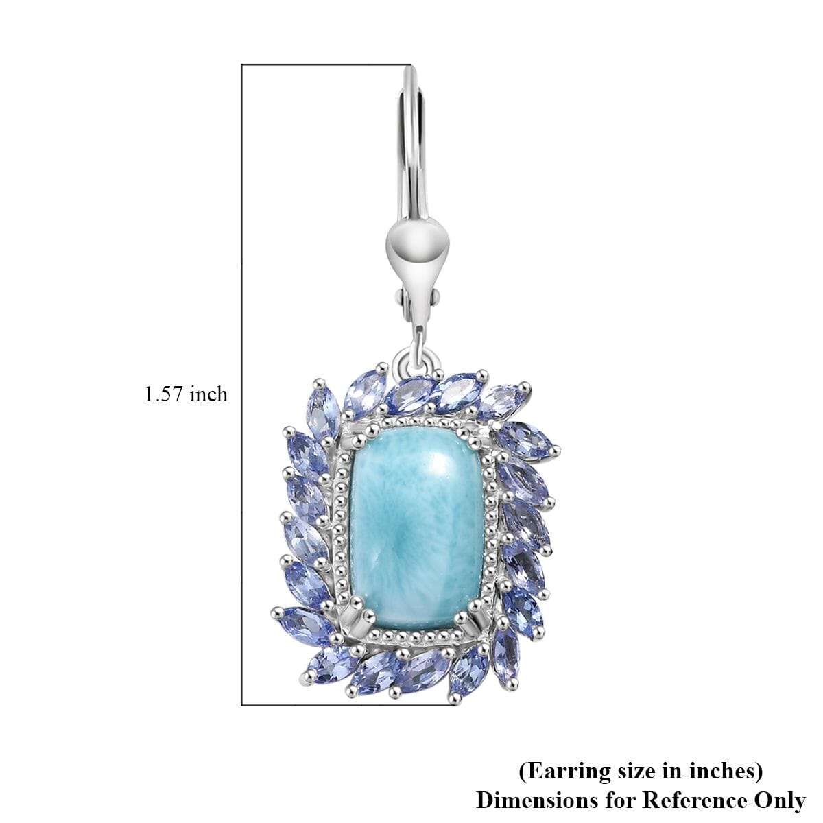 D'Joy Larimar and Tanzanite 13.00 ctw Ocean Waves Earrings in Rhodium Over Sterling Silver image number 5