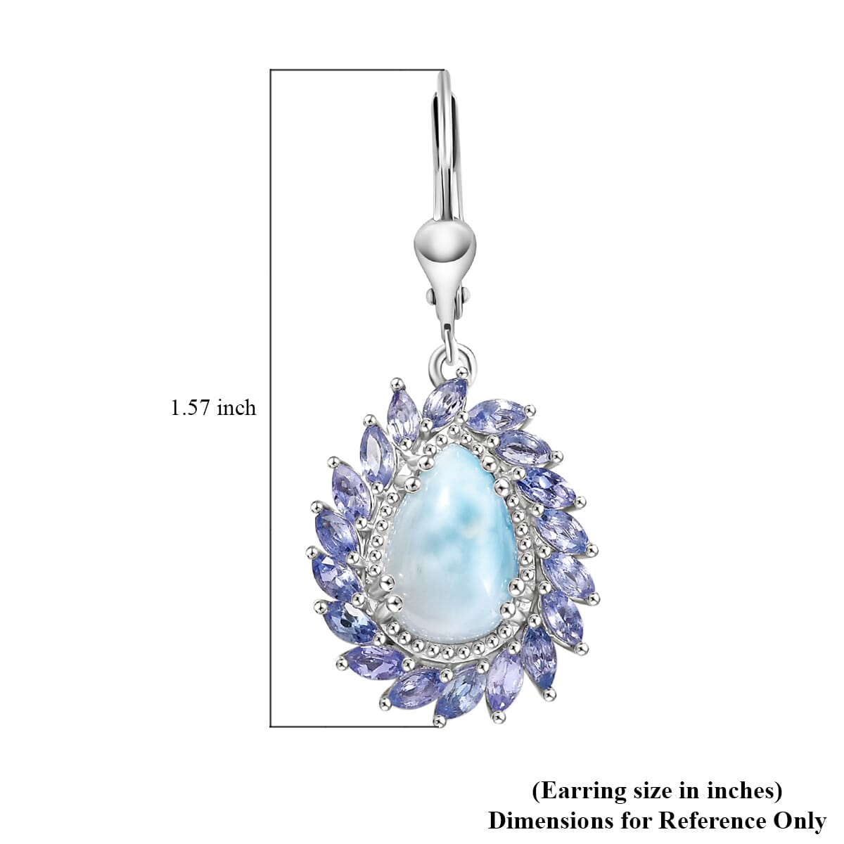 D'Joy Larimar and Tanzanite 9.90 ctw Ocean Waves Earrings in Rhodium Over Sterling Silver image number 5