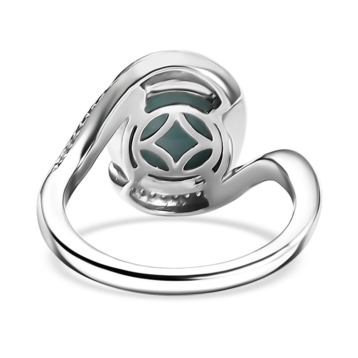 D'Joy Larimar and White Zircon 4.80 ctw Ocean Vortex Ring in Rhodium Over Sterling Silver (Size 10.0) image number 4
