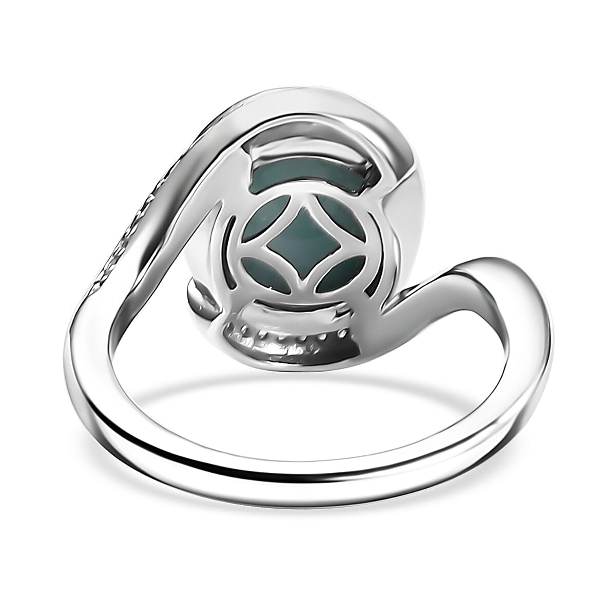 D'Joy Larimar and White Zircon 4.80 ctw Ocean Vortex Ring in Rhodium Over Sterling Silver (Size 8.0) image number 4