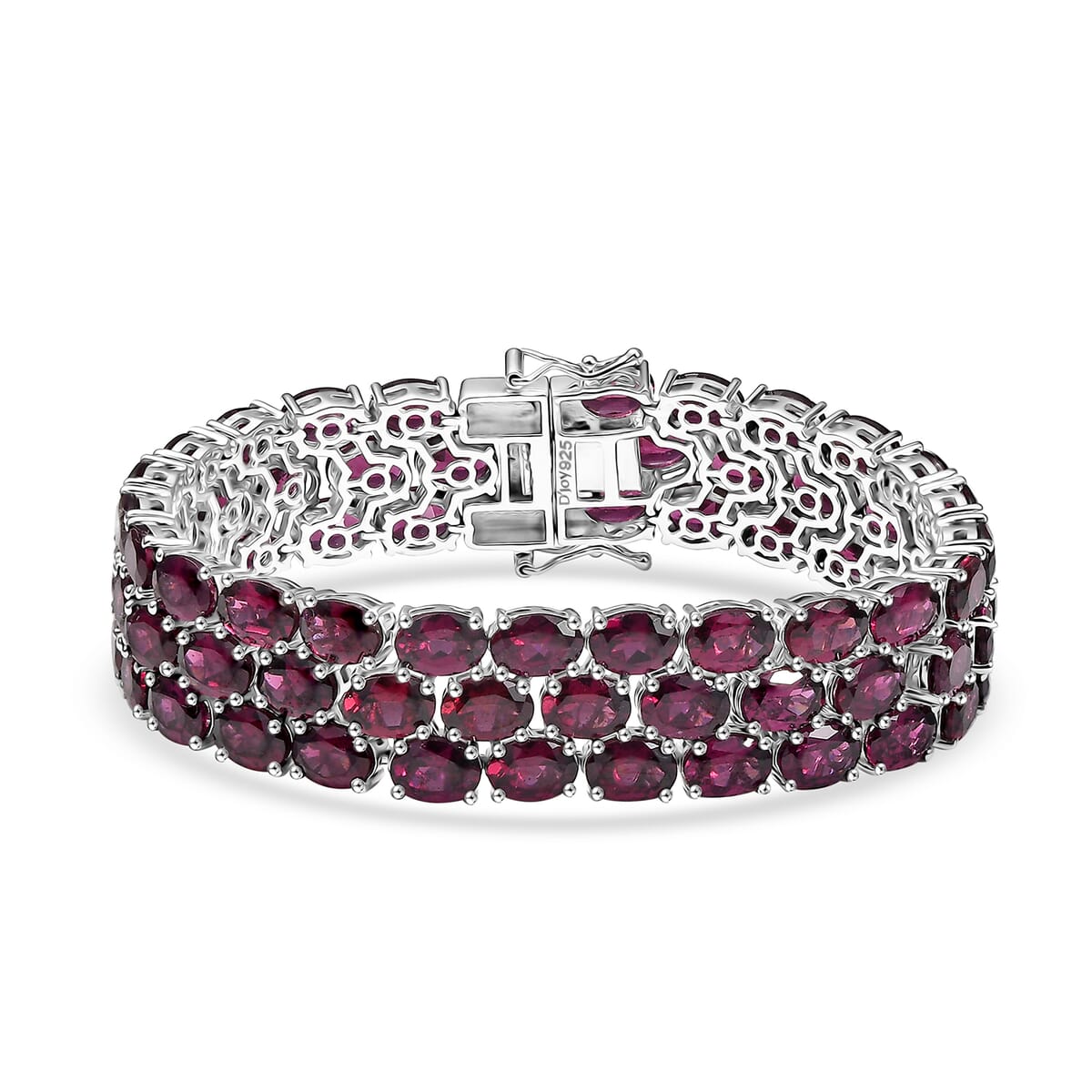 D'Joy Orissa Rhodolite Garnet 59.50 ctw Carpet Bracelet in Rhodium Over Sterling Silver (6.50 In) image number 0