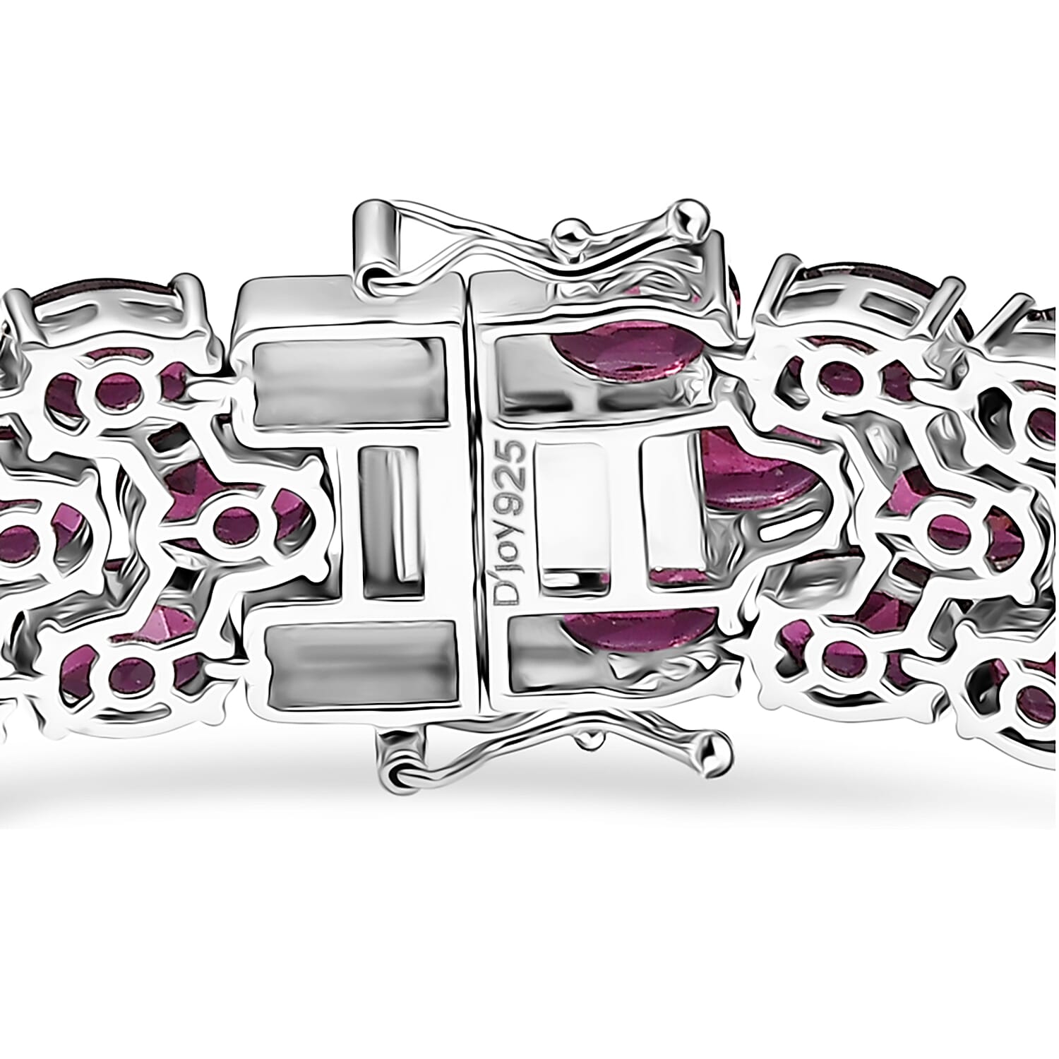 D'Joy Orissa Rhodolite Garnet 59.50 ctw Carpet Bracelet in Rhodium Over Sterling Silver (6.50 In)