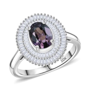 Luxoro Royal Lavender Spinel and I2 Diamond 2.20 ctw Classic Double Halo Ring in 10K White Gold (Size 10.0) 