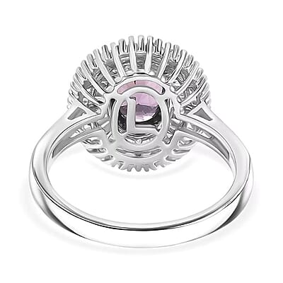Epic Deal Luxoro 10K White Gold Premium Lavender Spinel, Diamond (I2) (0.70 cts) Classic Double Halo Ring (Size 5.0) 2.20 ctw