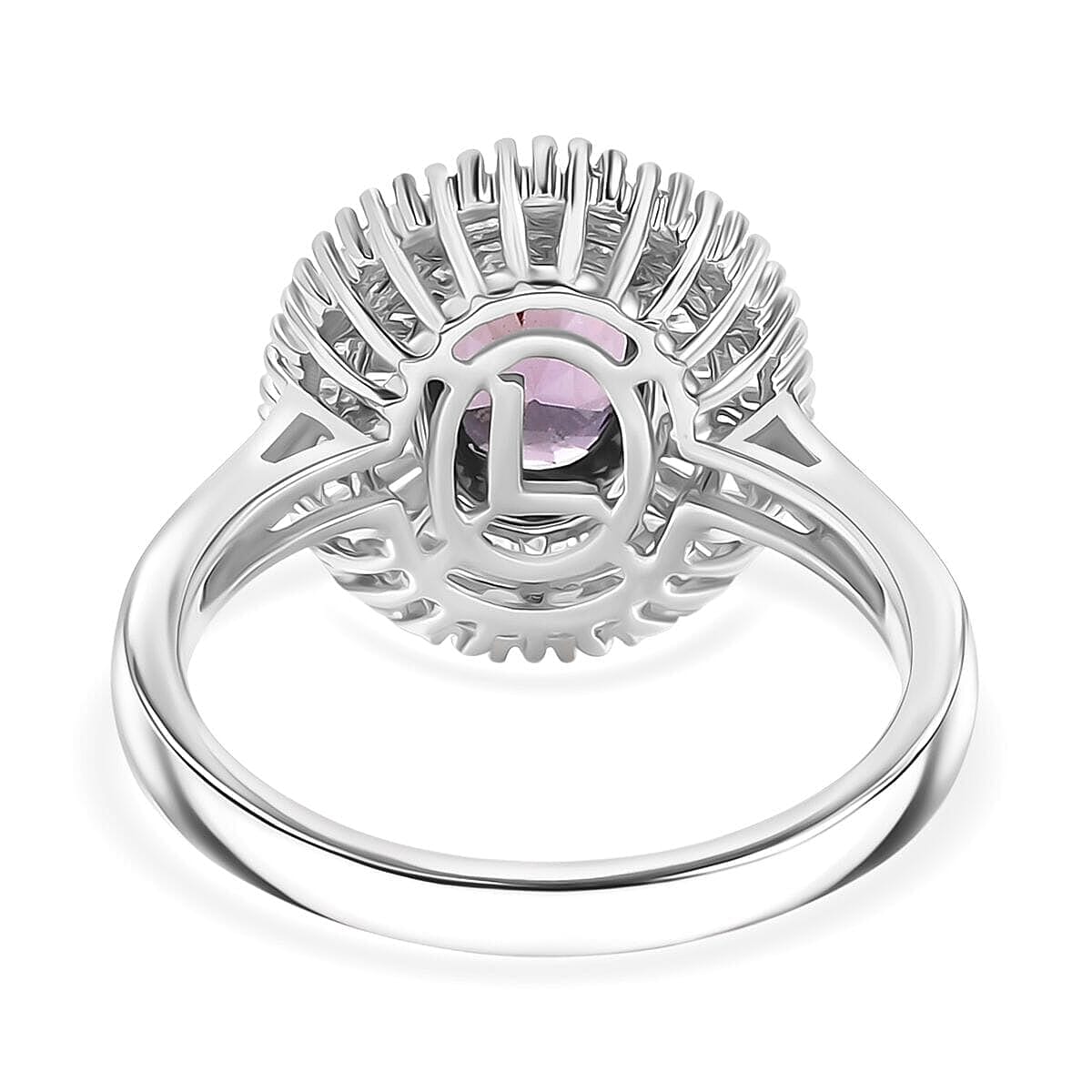 Epic Deal Luxoro 10K White Gold Premium Lavender Spinel, Diamond (I2) (0.70 cts) Classic Double Halo Ring (Size 5.5) 2.20 ctw image number 4