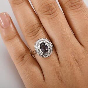 Luxoro Royal Lavender Spinel and I2 Diamond 2.20 ctw Classic Double Halo Ring in 10K White Gold (Size 7.0) 