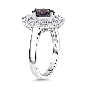 Luxoro Royal Lavender Spinel and I2 Diamond 2.20 ctw Classic Double Halo Ring in 10K White Gold (Size 7.0) 