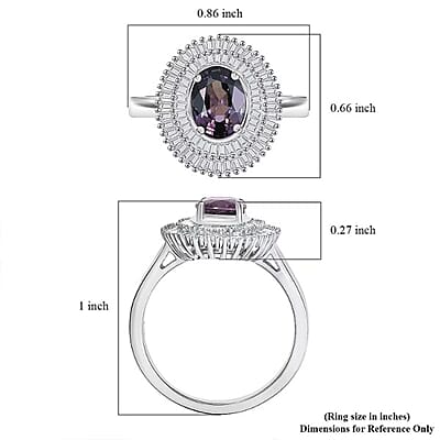 Luxoro Royal Lavender Spinel and I2 Diamond 2.20 ctw Classic Double Halo Ring in 10K White Gold (Size 7.0)