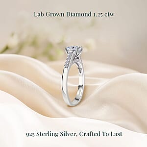 Luxuriant Lab Grown Diamond 1.25 ctw Solitaire Ring in Rhodium Over Sterling Silver (Size 10.0)