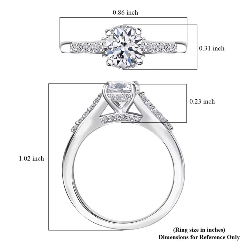 Luxuriant Lab Grown Diamond 1.25 ctw Solitaire Ring in Rhodium Over Sterling Silver (Size 10.0)