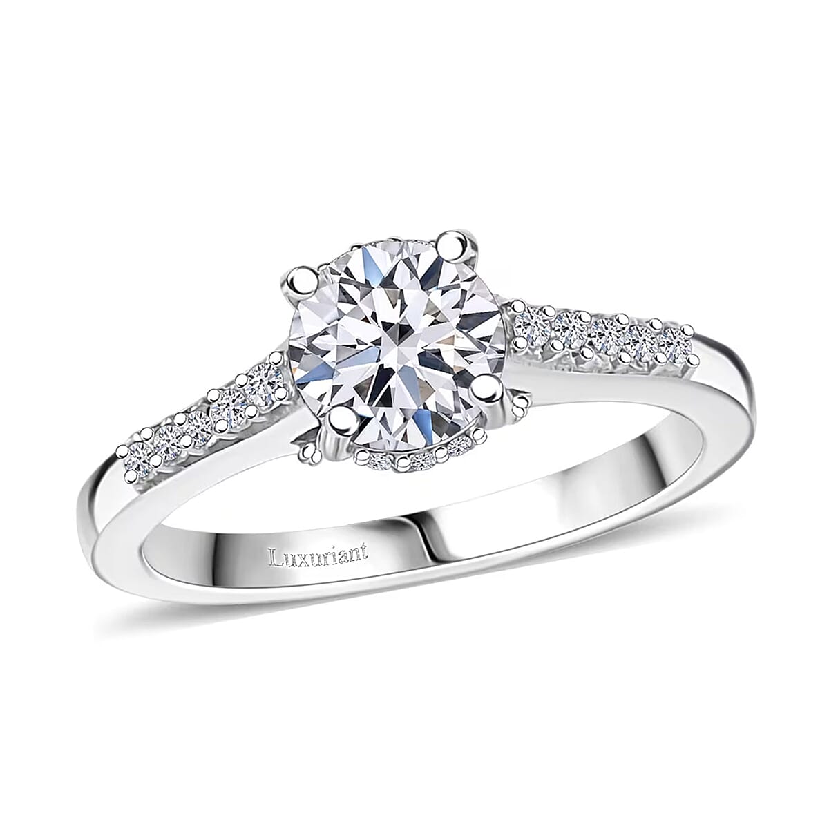 Luxuriant Lab Grown Diamond 1.25 ctw Solitaire Ring in Rhodium Over Sterling Silver (Size 5.0) image number 0
