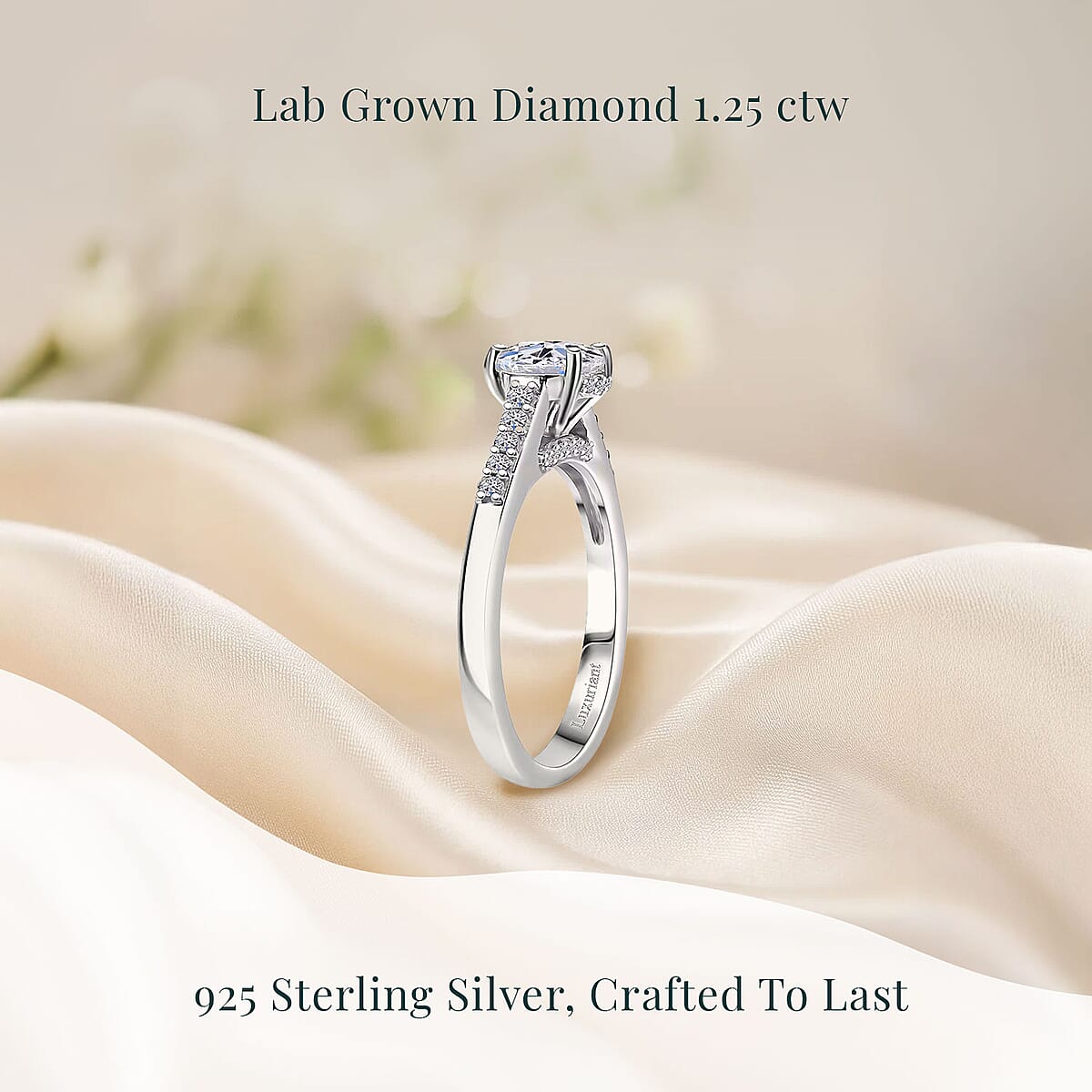 Luxuriant Lab Grown Diamond 1.25 ctw Solitaire Ring in Rhodium Over Sterling Silver (Size 7.0) image number 2