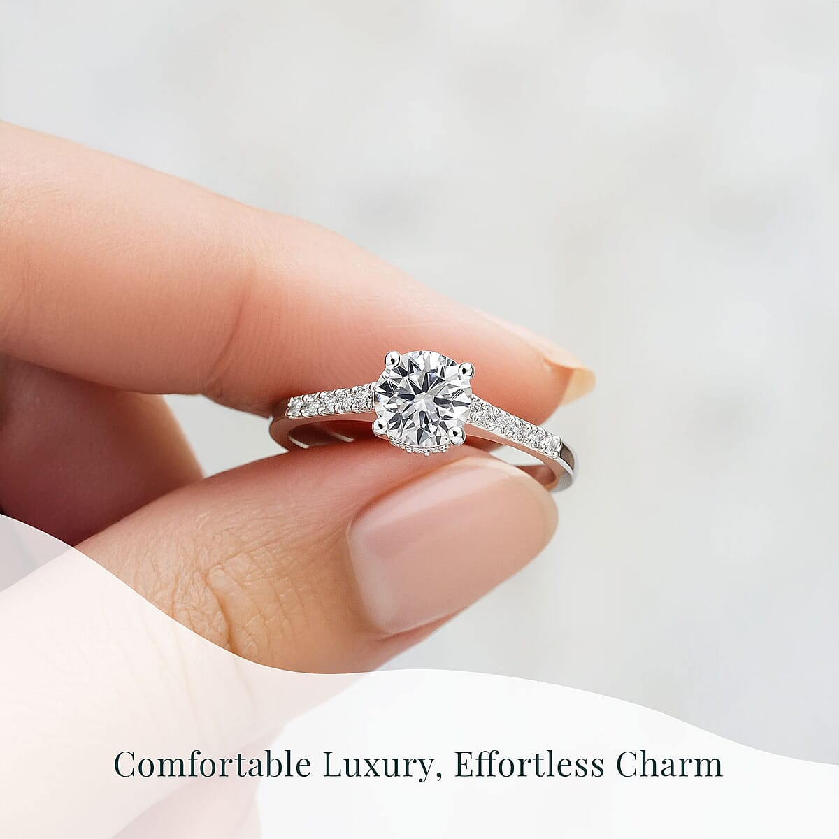 Luxuriant Lab Grown Diamond 1.25 ctw Solitaire Ring in Rhodium Over Sterling Silver (Size 7.0) image number 5