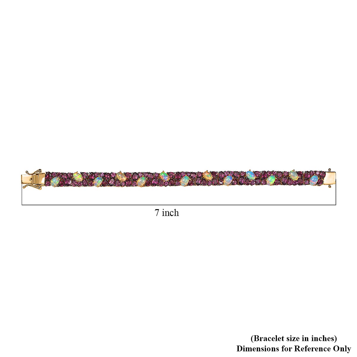 D'Joy Orissa Rhodolite Garnet and Ethiopian Welo Opal 18.70 ctw Mystic Romance Bracelet in 18K Vermeil Yellow Gold Over Sterling Silver (6.50 In) image number 4