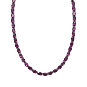D'Joy Orissa Rhodolite Garnet 39.0 ctw Tennis Necklace in Rhodium Over Sterling Silver 18 Inches 