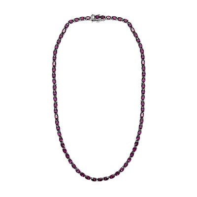 D'Joy Orissa Rhodolite Garnet 39.0 ctw Tennis Necklace in Rhodium Over Sterling Silver 18 Inches 