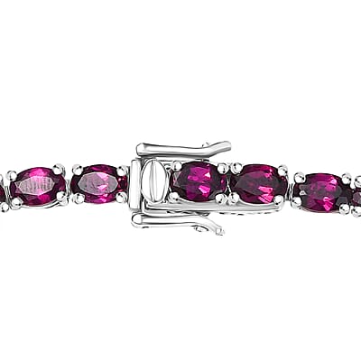 D'Joy Orissa Rhodolite Garnet 39.0 ctw Tennis Necklace in Rhodium Over Sterling Silver 18 Inches 