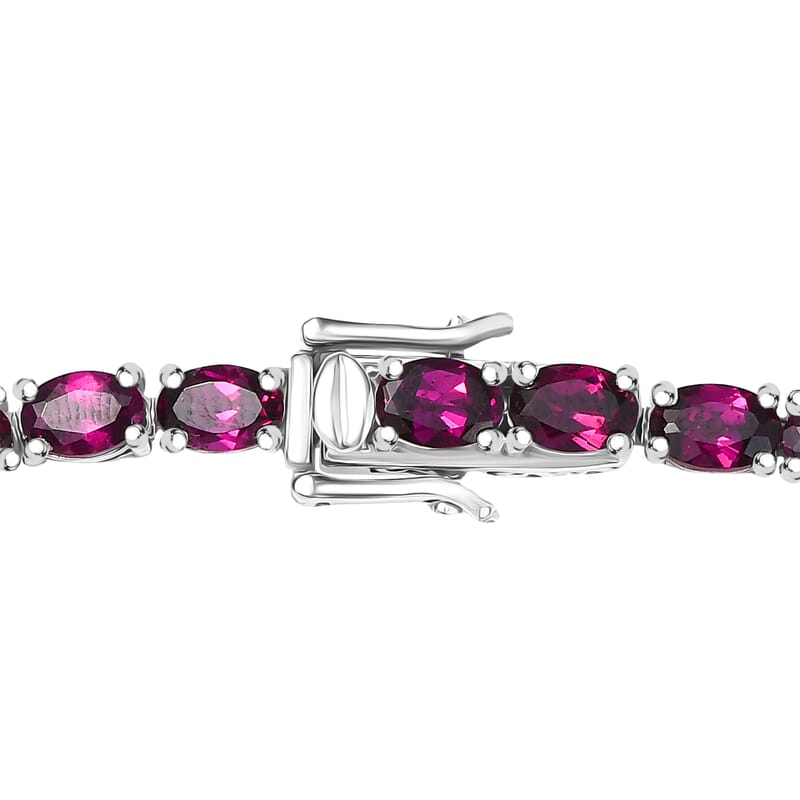 D'Joy Orissa Rhodolite Garnet 39.0 ctw Tennis Necklace in Rhodium Over Sterling Silver 18 Inches 