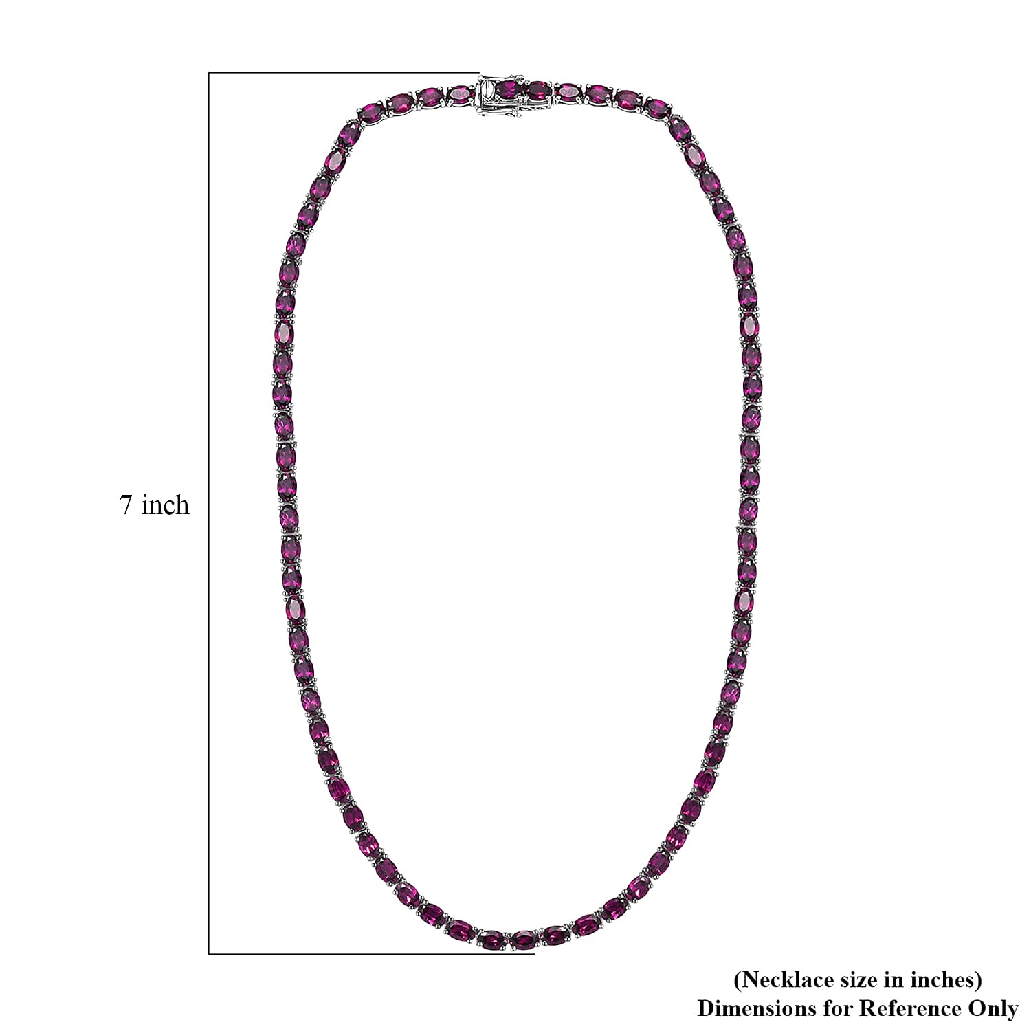 D'Joy Orissa Rhodolite Garnet 39.0 ctw Tennis Necklace in Rhodium Over Sterling Silver 18 Inches 
