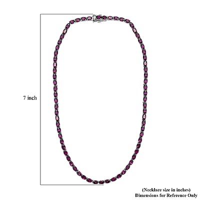 D'Joy Orissa Rhodolite Garnet 39.0 ctw Tennis Necklace in Rhodium Over Sterling Silver 18 Inches 