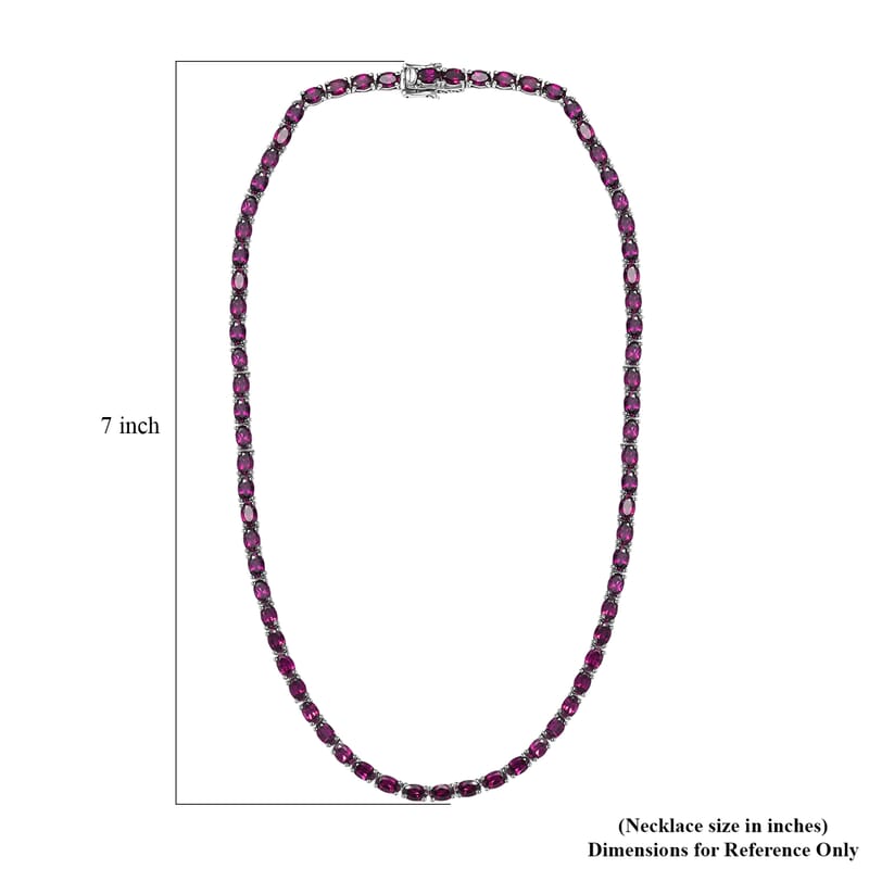 D'Joy Orissa Rhodolite Garnet 39.0 ctw Tennis Necklace in Rhodium Over Sterling Silver 18 Inches 