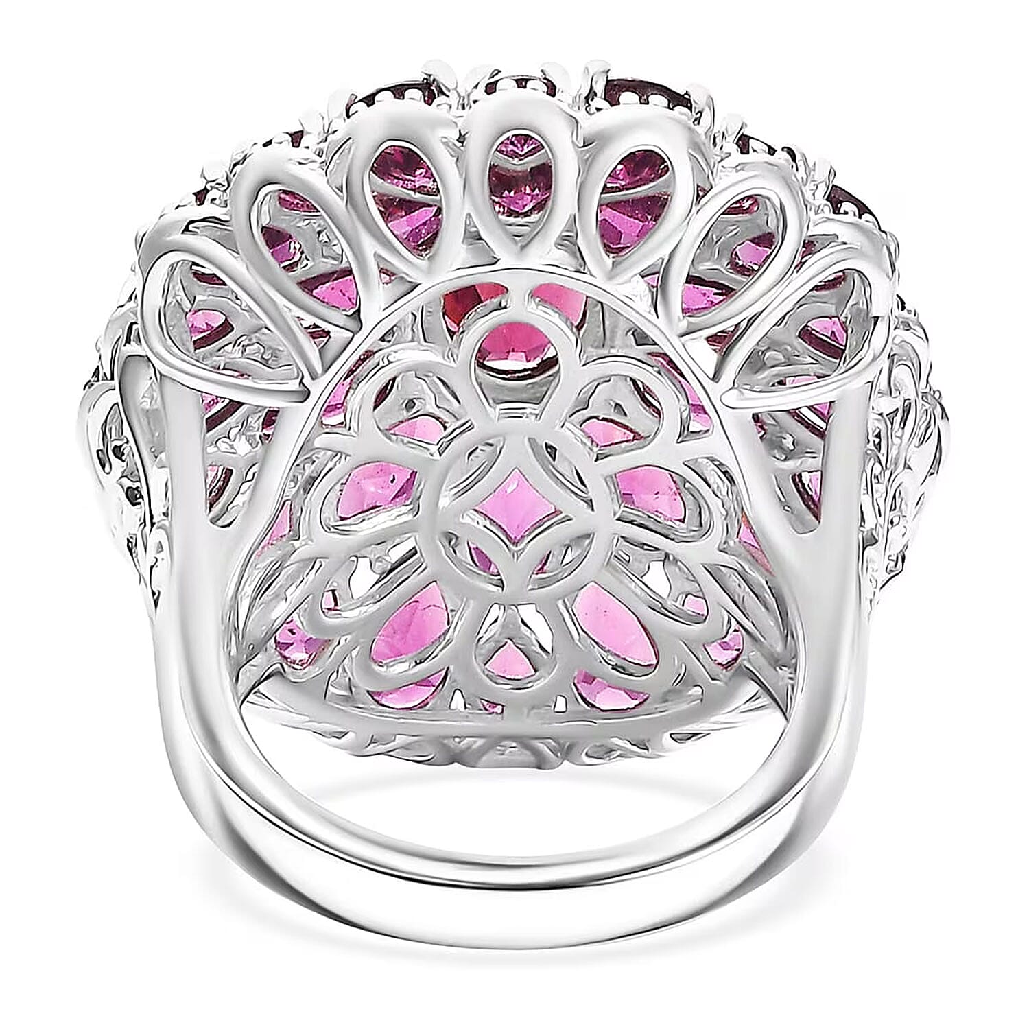 Orissa Rhodolite Garnet Ring in Rhodium Over Sterling Silver (Size 11.0) 12.90 ctw