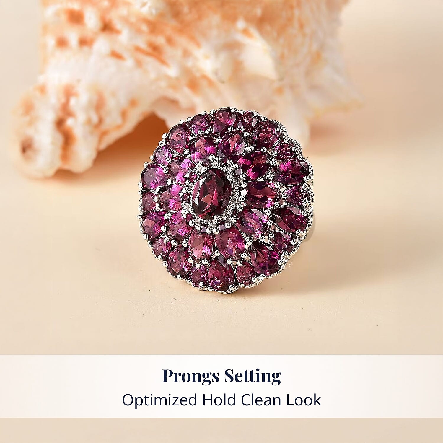 Orissa Rhodolite Garnet Ring in Rhodium Over Sterling Silver (Size 5.0) 12.90 ctw