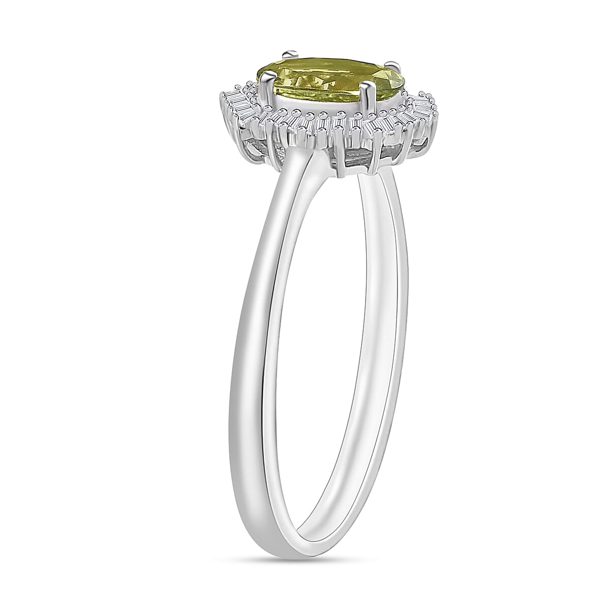 Natural Calabar Green Tourmaline and Diamond 1.19 ctw Ring in Rhodium Over Sterling Silver (Size  10.0) (Del. in 10-12 Days) image number 2