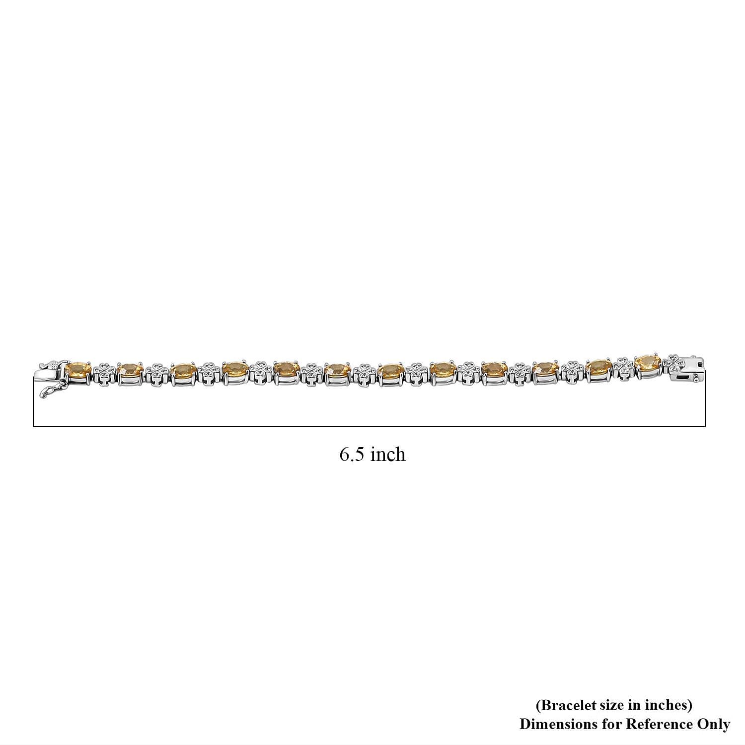 Premium Tanzanian Yellow Zircon and White Zircon 10.40 ctw Leaf Clover Bracelet in Rhodium Over Sterling Silver (6.50 In)