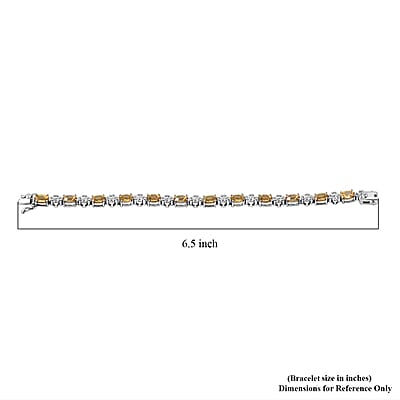 Premium Tanzanian Yellow Zircon and White Zircon 10.40 ctw Leaf Clover Bracelet in Rhodium Over Sterling Silver (6.50 In)