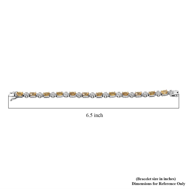 D'Joy Premium Tanzania Yellow Zircon and White Zircon 12.00 ctw Leaf Clover Bracelet in Rhodium Over Sterling Silver (7.25 In)