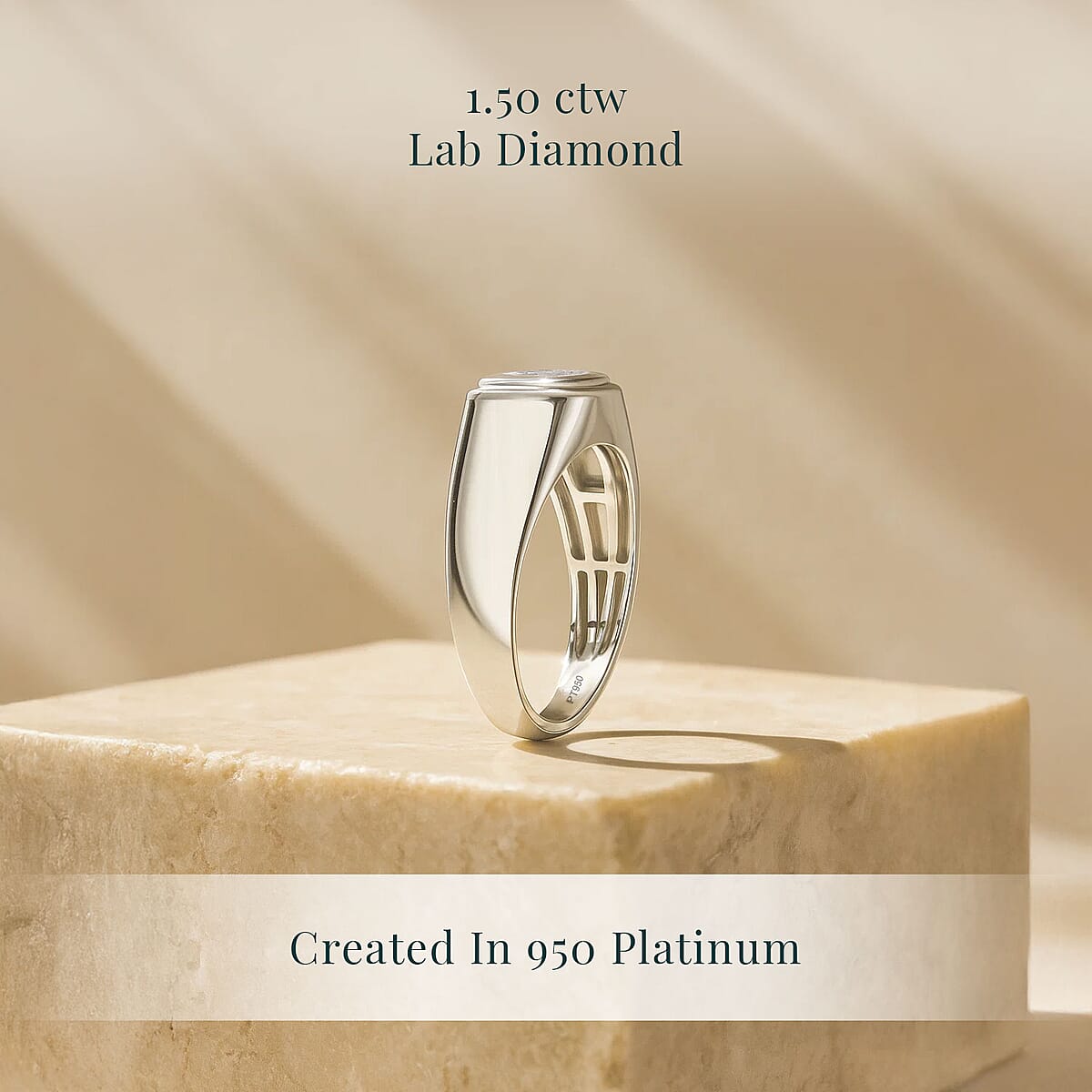 IGI Certified 950 Platinum Luxuriant Lab Grown Diamond (F, VS2) Mens Ring (Size 12.5) (10.50 g) 1.50 ctw image number 2