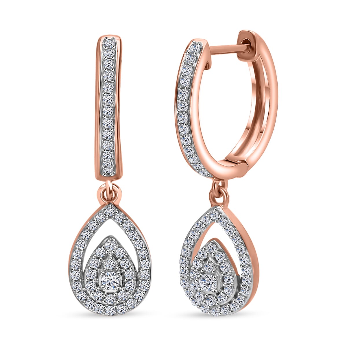 Luxuriant Lab Grown Diamond G-H SI 0.50 ctw Hoop Earrings in Vermeil Rose Gold Over Sterling Silver image number 0