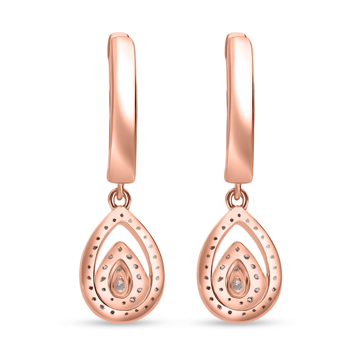 Luxuriant Lab Grown Diamond G-H SI 0.50 ctw Hoop Earrings in Vermeil Rose Gold Over Sterling Silver image number 3