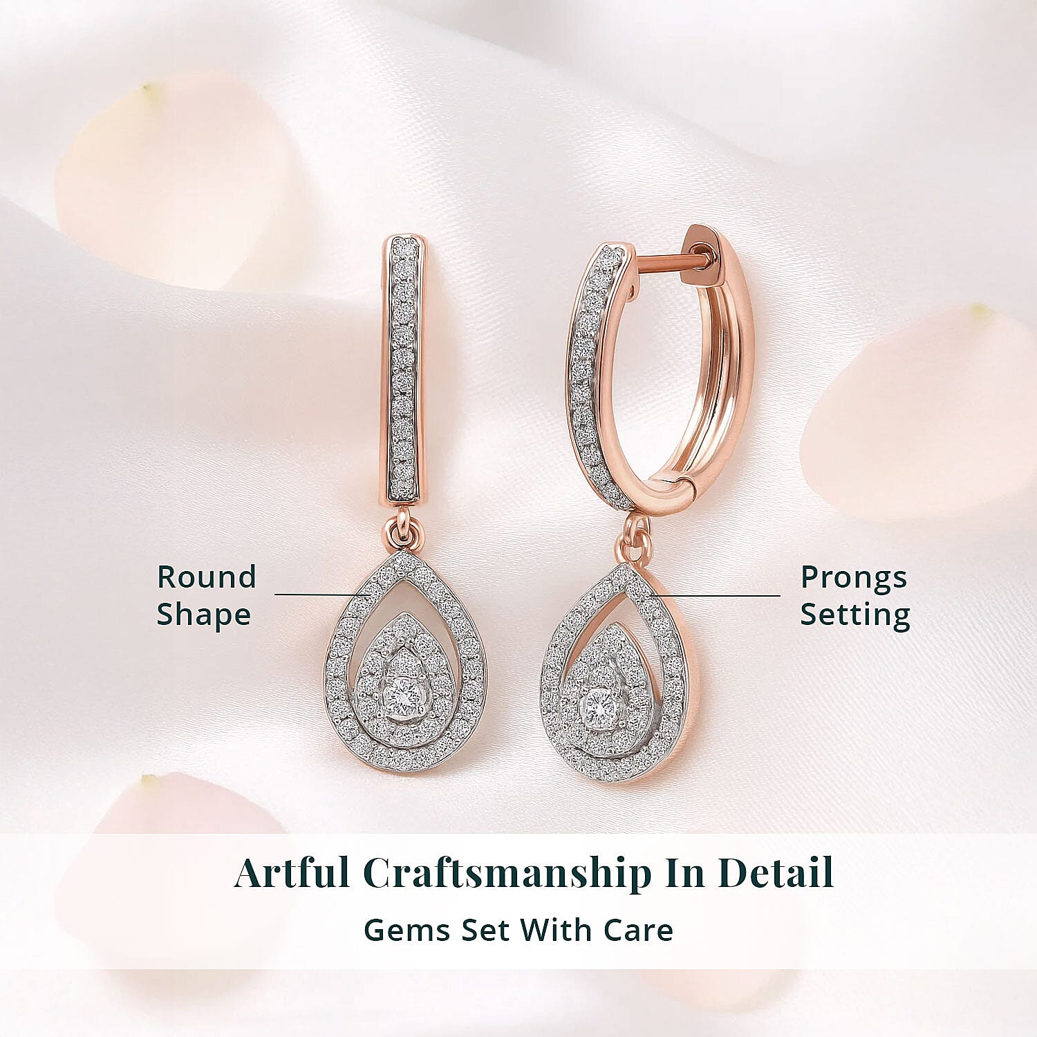 Luxuriant Lab Grown Diamond G-H SI 0.50 ctw Hoop Earrings in Vermeil Rose Gold Over Sterling Silver