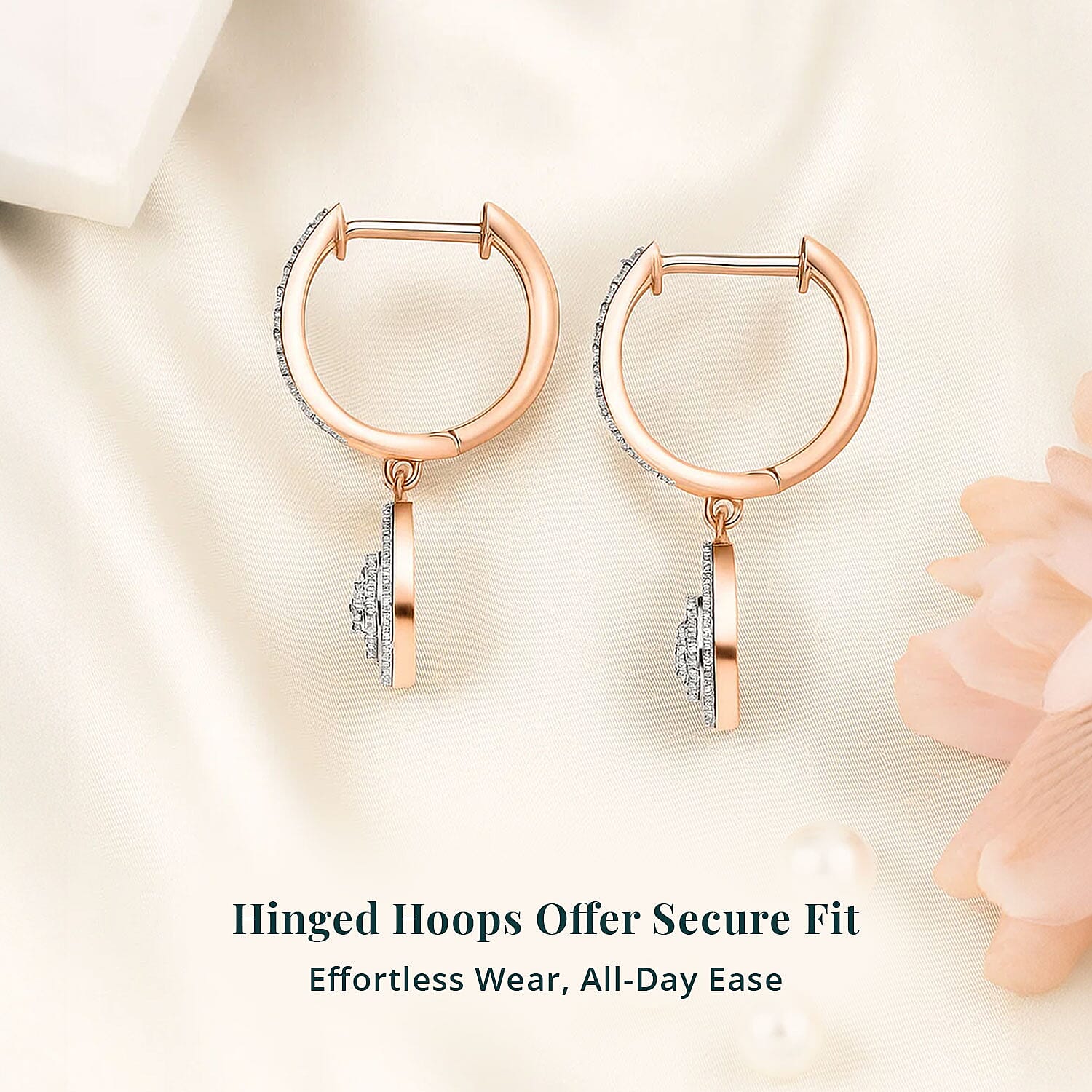 Luxuriant Lab Grown Diamond G-H SI 0.50 ctw Hoop Earrings in Vermeil Rose Gold Over Sterling Silver