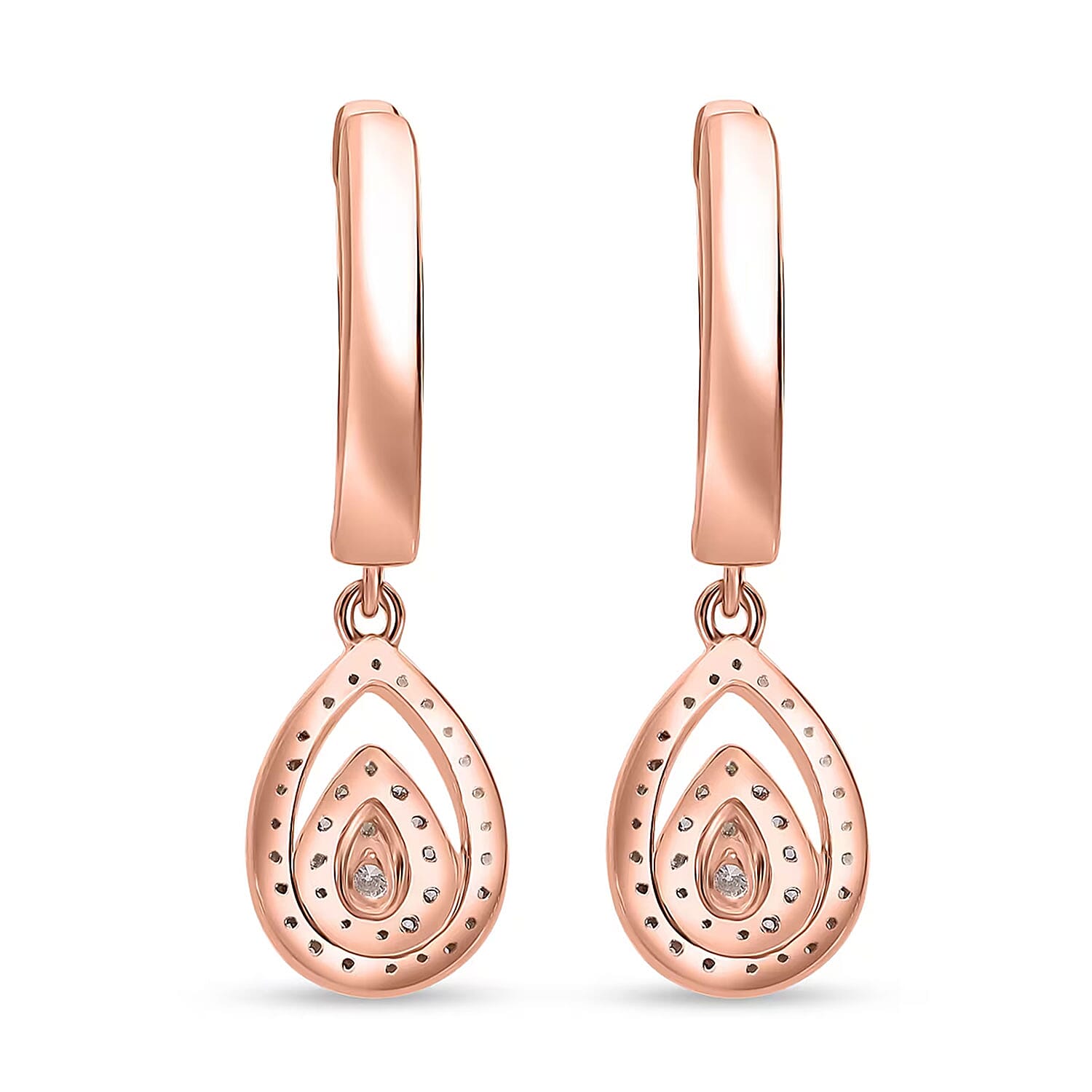 Luxuriant Lab Grown Diamond G-H SI 0.50 ctw Hoop Earrings in Vermeil Rose Gold Over Sterling Silver