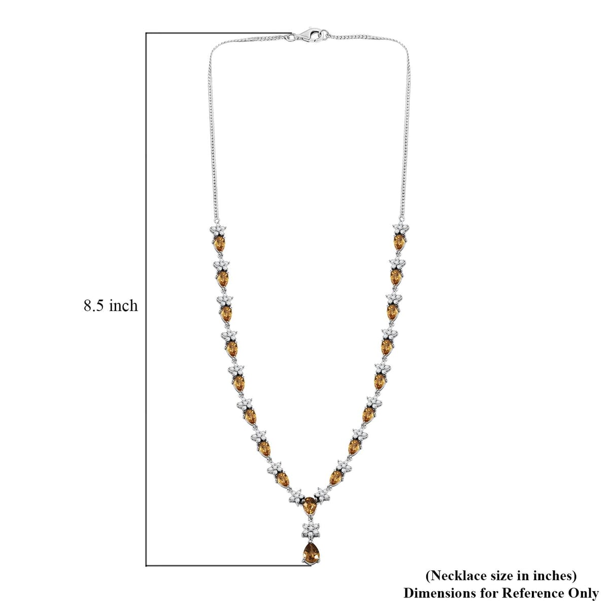 Premium Tanzania Yellow Zircon and White Zircon 16.40 ctw Floral Necklace 18 Inches in Rhodium Over Sterling Silver image number 4